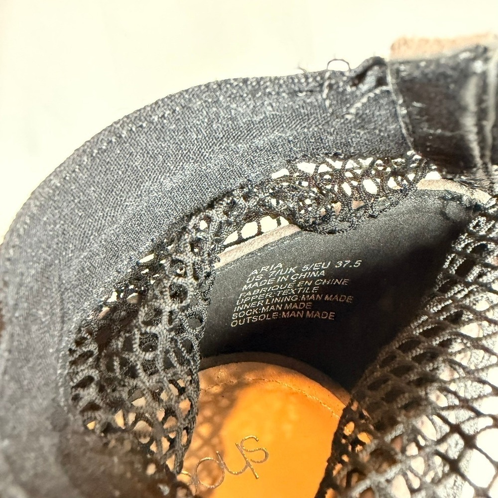 ShoeDazzle Aria Black Mesh Fishnet Pointed Toe Block Heel Pumps Womens‎ 7 Taupe - Picture 10 of 10